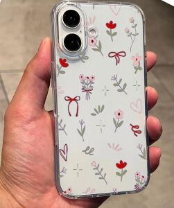 IPhone 16 Plus ile Uyumlu Şeffaf Kılıf - SFF01, Uv Baskılı Özel Tasarım, Darbe Emici, Silikon Telefon Kılıfı, Şeffaf Kapak, Ince Koruyucu (Flowersmagic)