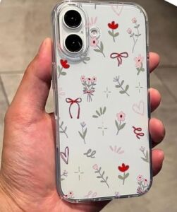 IPhone 16 Plus ile Uyumlu Şeffaf Kılıf - SFF01, Uv Baskılı Özel Tasarım, Darbe Emici, Silikon Telefon Kılıfı, Şeffaf Kapak, Ince Koruyucu (Flowersmagic)