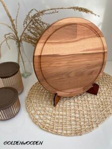 Yuvarlak Doğal Ahşap Sunum Tabağı Ahşap SUNUMLUK(KAYIN/GÜRGEN)(ÇAP:30CM)