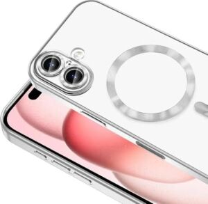 Apple iPhone 16 ile Uyumlu Kılıf Kamera Korumalı Logo Gösteren Parlak Renk Kenar Çizgileri ile Şık Bir Tasarım Colored Z-Omega Kapak Gümüş