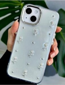 Apple Iphone 13-14 - 15 Uyumlu Şeffaf Mini Gül Epoksili Telefon Kılıfı - Minigül