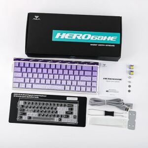 Aula Hero 68 He Manyetik Klavye Rapid Trigger Dragon King Switch 8000Hz Rgb Neon Tkl Hot Swap Oyuncu Klavyesi Mor