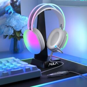 Aula S505 Rgb USB Gaming Mikronfonlu Oyuncu Kulaklığı Pembe