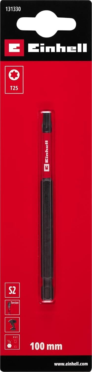 Orijinal  Darbeli Bit, 100 Mm, T25 (S2 Çelik, Torsiyon Bölgesi, Verimli Güç Aktarımı, Kırmızı Renk Halkası, E 6.3 Sap) -49131330
