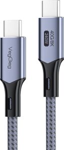 USB 4.0 E-Mark 240W 40GBPS Thunderbolt 4 8k 60Hz Type-C Görüntü Hızlı Şarj ve Data Kablosu 50 cm