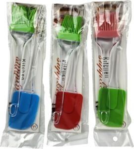 Silikon Spatula ve Yumurta Fırçası Ikili Mutfak Seti - Isıya Dayanıklı  Saplı Hazırlık Seti - Pasta, Kek ve Soslama Set (1 Adet Ikili Set - Karışık Renk)