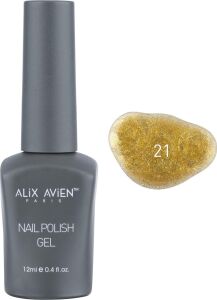 Uv Kalıcı Sarı Simli Jel Oje 21 - Gel Polish - 12 ml