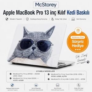 MacBook Pro 13 Kedi Desenli Kılıf A1706 A1708 A1989 A2159 A2251 A2289 A2338 M1 M2 Uyumlu Tpu Sert Kılıf Ince Hafif Koruyucu Kapak Gri