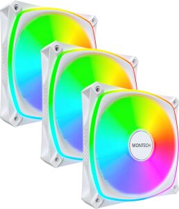 AX120 Pro Argb Pwm 120MM Fan 3'lü Paket, Üst Düzey, 360° Argb Aydınlatma, Tüfek Tipi Yatak, Sessiz Düşük Gürültü, 600–1600 Rpm, Fan Göbeği Dahil, Beyaz Renk