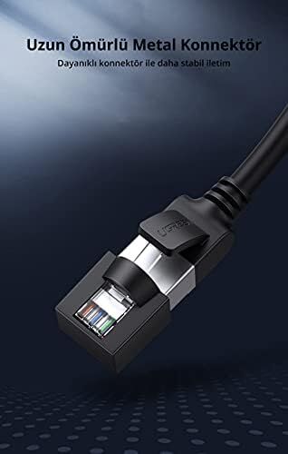 Cat6 Saf Bakır Metal Konnektör Ethernet Kablosu Siyah 3 Metre