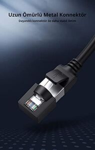 Cat6 Saf Bakır Metal Konnektör Ethernet Kablosu Siyah 3 Metre