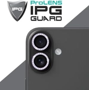iPhone Uyumlu Ipg Prolens Elmas Taş Çerçeveli Kamera Lens Koruyucu – Hd Netlik, Çizilmez Alumina Silikat Temperli Cam, Bireysel Kamera Lens Kapağı (Mor, iPhone 16/16 Plus)