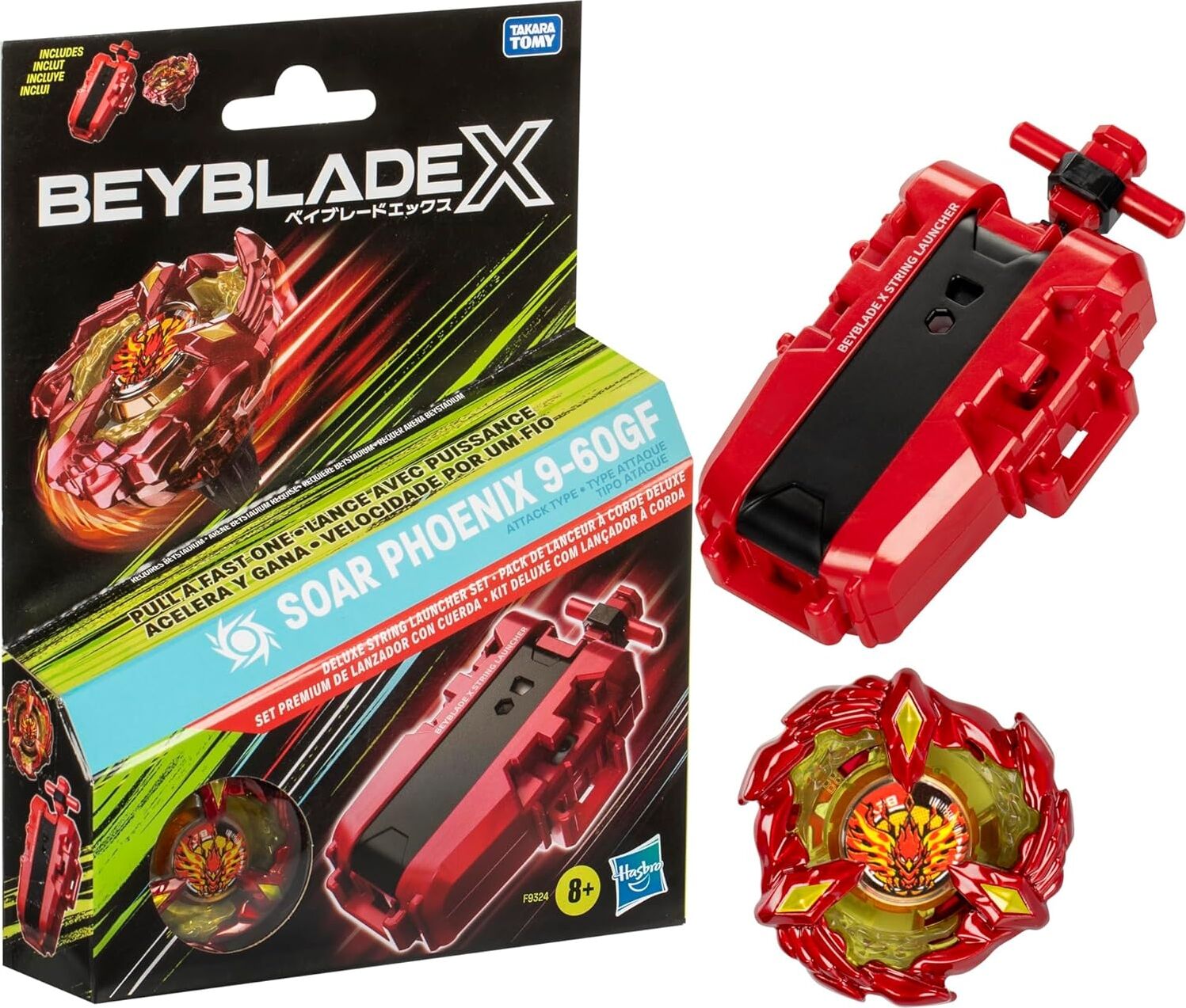 Beyblade x Soar Phoenix 9-60GF Deluxe Ip Fırlatıcı Seti, Saldırı Tipi Sağ Dönen Top Oyuncak; 8 Yaşındaki Erkek ve Kız Çocuklar Için Harika Hediye