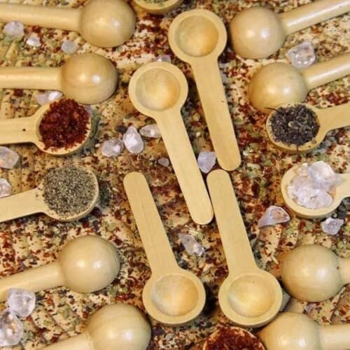 Ahşap Mini Kaşık Seti, Baharat Ölçü Kaşığı, 6 Parça Kaliteli, Ithal (3 Büyük, 3 Küçük)