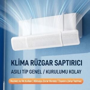 Ayarlanabilir Split Tipi Klima Hava Yönlendirici Filtre 57-96 Cm, Klima Siperliği, Çarpma Önleyici Aparat, Ayarlı Deflektör, Rüzgar Kesici, Şeffaf Dayanıklı Tasarım, Beyaz
