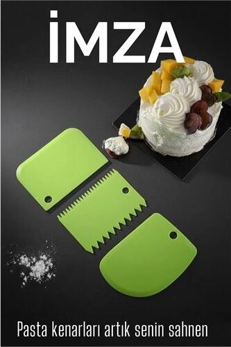 3’lü Dekoratif Şekillendirme Aparatı Hamur Pasta Kesici Kazıma  (Düz, Dişli, Kavisli) 717830