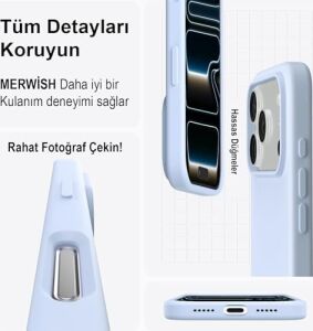 iPhone 17 Pro Uyumlu Silikon Telefon Kılıf Arka Kapak Koruma Leke Tutmaz Kolay Temizlenen Kutulu Özel Hediye Ince Hafif Dayanıklı Kaymaz Modern Tasarım Orijinal Lansman Kalitesinde (Bebe Mavi)