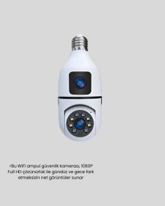 Wifi Ampul Güvenlik Kamerası 1080P Full Hd Gece Görüşlü ve Hareket Algılamalı