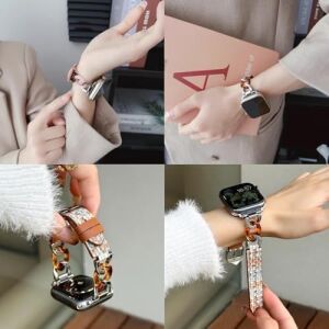 Apple Watch 38/40/41/42 mm Uyumlu Deri Bileklik Kayışı, Renkli Örgülü Desen, Metal Zincir Tasarım