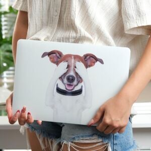 MacBook Air M1 Kılıfı 13.3 Inç A2337 A2179 A1932 Uyumlu Sert Kapak Hard Case Koruyucu Kılıf Komik Köpek Desenli Uv Baskılı Çizilme Önleyici Laptop Kılıfı Beyaz