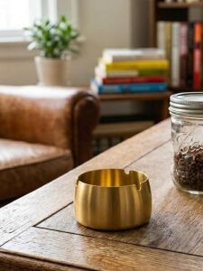 Gold Bombeli Paslanmaz Metal Küllük – Modern ve Şık Tasarım