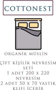 Müslin Nevresim Seti, Çift Kişilik, 3 Parça, 200X220 CM,%100 Pamuk, Turuncu, Düz, Hava Geçirgen, Çarşafsız