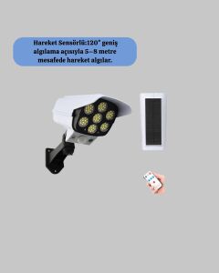 Solar Şarjlı Kamera Tasarımlı LED Duvar Lambası Hareket Sensörlü Dış Mekan Aydınlatma