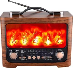Taşınabilir Şömine Efektli Bluetooth Hoparlör Fm Radyo LED Işıklı Müzik Çalar