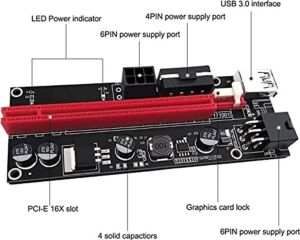 Pce 4248 Pcı E Express 1x To 16X USB 3.0 009S Riser Yükseltici Uzatma Kartı 4 ve 6 Pin Girişli Ekran Kartı Güvenlik Kilitli Altın Kaplama Bağlantı Noktalı 008S