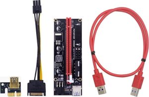 Pce 4248 Pcı E Express 1x To 16X USB 3.0 009S Riser Yükseltici Uzatma Kartı 4 ve 6 Pin Girişli Ekran Kartı Güvenlik Kilitli Altın Kaplama Bağlantı Noktalı 008S