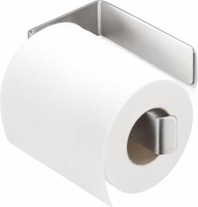 Paslanmaz Çelik Lamalı Tuvalet Kağıtlığı, Krom Renk Wc Kağıt Askılığı, Hem Yapışkanlı Hem Vidalı Montajlı, Açık Uç Tasarımlı Banyo Kağıtlık, 5 Yıl Garantili