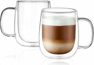 Çift Duvarlı Cam Kahve Kupası 250ML – Isıya Dayanıklı, Mikrodalga & Bulaşık Makinesi Uyumlu, 2’li Şık Set