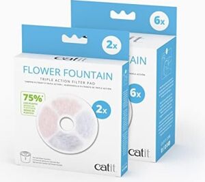 Catit Triple Action Filtre Çerçevesiz, Catit Çiçek Çeşmesi Için Filtre, 6'lı Paket