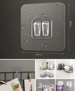 Smartizi 15'li Çiftli Banyo Köşe Rafı Yedek Sticker (60X60MM) - 15 Parça Dev Avantaj Paketi Güçlü Kanca Seti