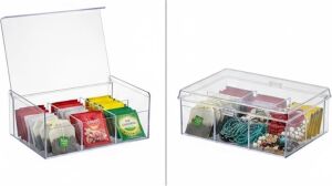 Şeffaf Kapaklı 6 Bölmeli Organizer Kutusu – Çay, Takı, Baharat, Aksesuar ve Küçük Eşyalar Için Düzenleyici Kutusu – 23×14×9 cm