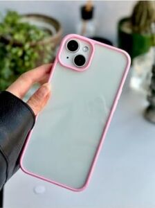 Iphone 14 Plus - 15 Plus Uyumlu Kenarı Renkli Silikon Kılıf - Pembe