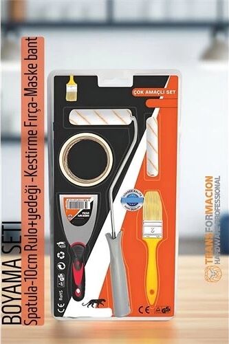 Boyama Seti - SPATULA-10CM Rulo +Yedeği -Kestirme Fırça-Maskeleme Bant