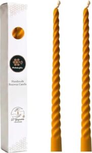 Sarı (2 Adet 27.5cm) Balmumu Mum Konik Burgulu Balmumu Şamdan Mumu Doğal Petek Balmumu Mum Dekoratif Akmaz Mum Bal Mumu Beeswax Candle