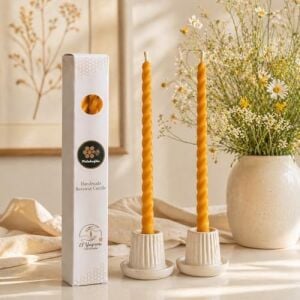 Sarı (2 Adet 27.5cm) Balmumu Mum Konik Burgulu Balmumu Şamdan Mumu Doğal Petek Balmumu Mum Dekoratif Akmaz Mum Bal Mumu Beeswax Candle