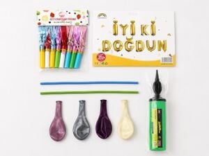 Dordoi 26 Parça Iyi Ki Doğdun Parti Seti – Folyo Harf Balon, Balon Şişirme Pompası, Kaynana Dili ve Balonlu Doğum Günü Süsleme Seti