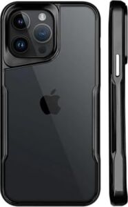 & Aksesuar Apple iPhone 15 Pro ile Uyumlu Arkası Şeffaf Silikon - Yükseltilmiş Lens Çerçeveli Airprotect Tasarımlı Darbe Emici Kılıf (Siyah)