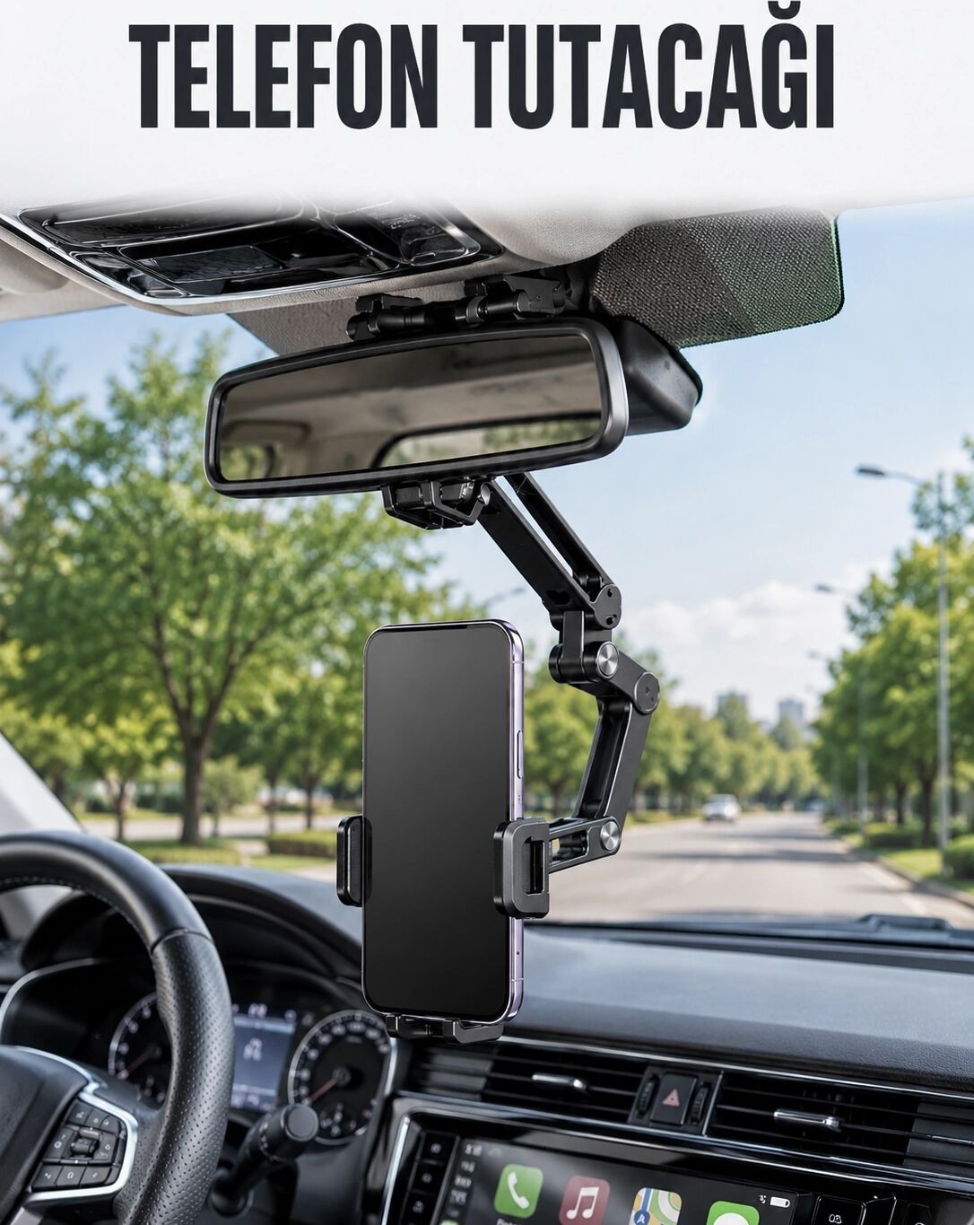 Araç Dikiz Aynası Telefon Tutucu Ayarlanabilir Katlanabilir Navigasyon Telefon Standı