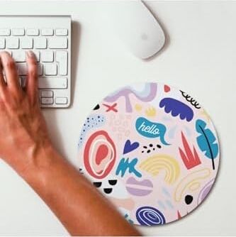 Minimal Renkli Tasarımlı Yuvarlak Mousepad - Mouse Pad - Fare Altlığı