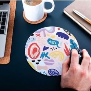 Minimal Renkli Tasarımlı Yuvarlak Mousepad - Mouse Pad - Fare Altlığı