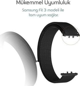 Galaxy Fit 3 Ile Uyumlu Hasırlı Kumaş Kordon Terleme Yapmayan Cildi Tahriş Etmeyen Nefes Alabilir Yapılı Kademeli Cırt Cırt Tasarımlı Deformasyona Dayanıklı Rahat Kayış