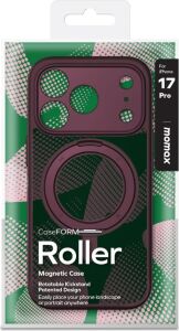 Iphone 17 Pro Roller Serisi 360° Dönebilen Halka Standlı Magsafe Kılıf (Bordo)