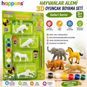 Orman Hayvanları 3D Hayvan Boyama Oyuncağı | Yıka Tekrar Boya Eğitici Set