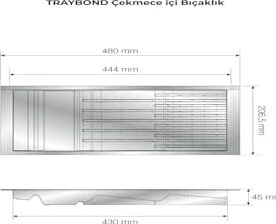 Tify Mutfak Çekmece Içi Antresit Modüler Bıçaklık 20,5cm x 48CM (Boydan 4cm Kesilebilir)