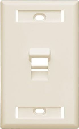 Leviton 42081-1TS 1 Bağlantı Noktalı Açılı Quickport Duvar Plakası, Id Pencereli, Açık Badem