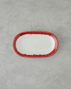 Larry Porselen Kayık Tabak 24 cm Kırmızı